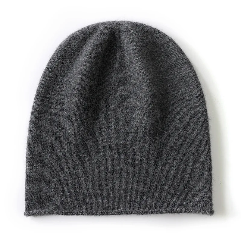 Adults Stretch 35% Cashmere Beanie Gravity Flexible Soft Warm Knit Skull Cap Solid Color Winter Unisex Men Women
