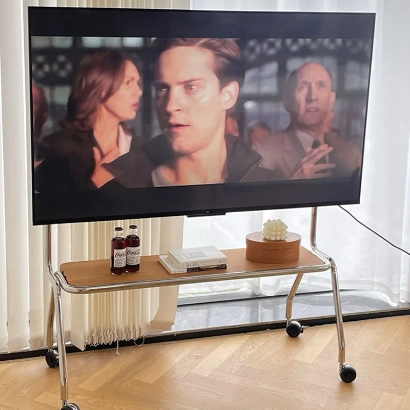 Removable TV bracket, floor-to-ceiling stainless steel small apartment living room home monitor universal cart hanger
