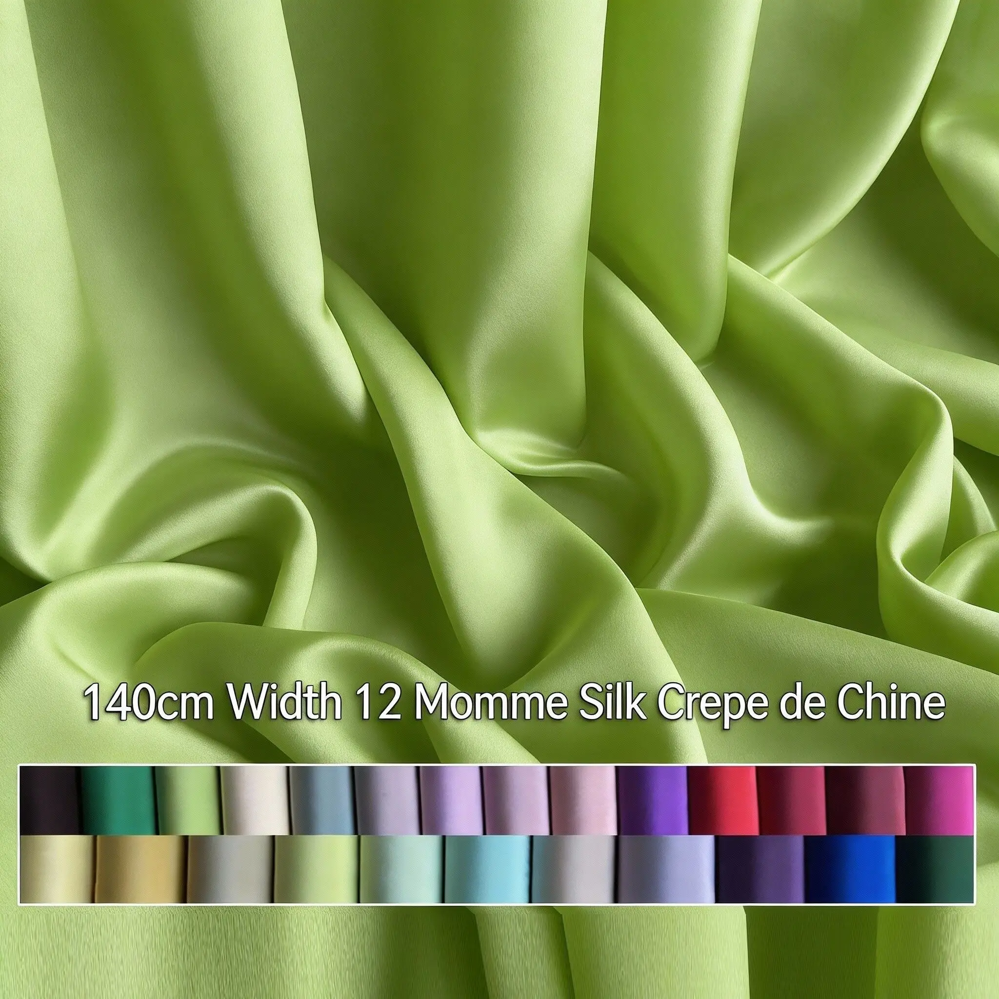 

140cm Width 12 Momme Silk Crepe De Chine Fabric Solid Color Mulberry Silk for Dress Lining Clothing Making DIY Sewing Projects