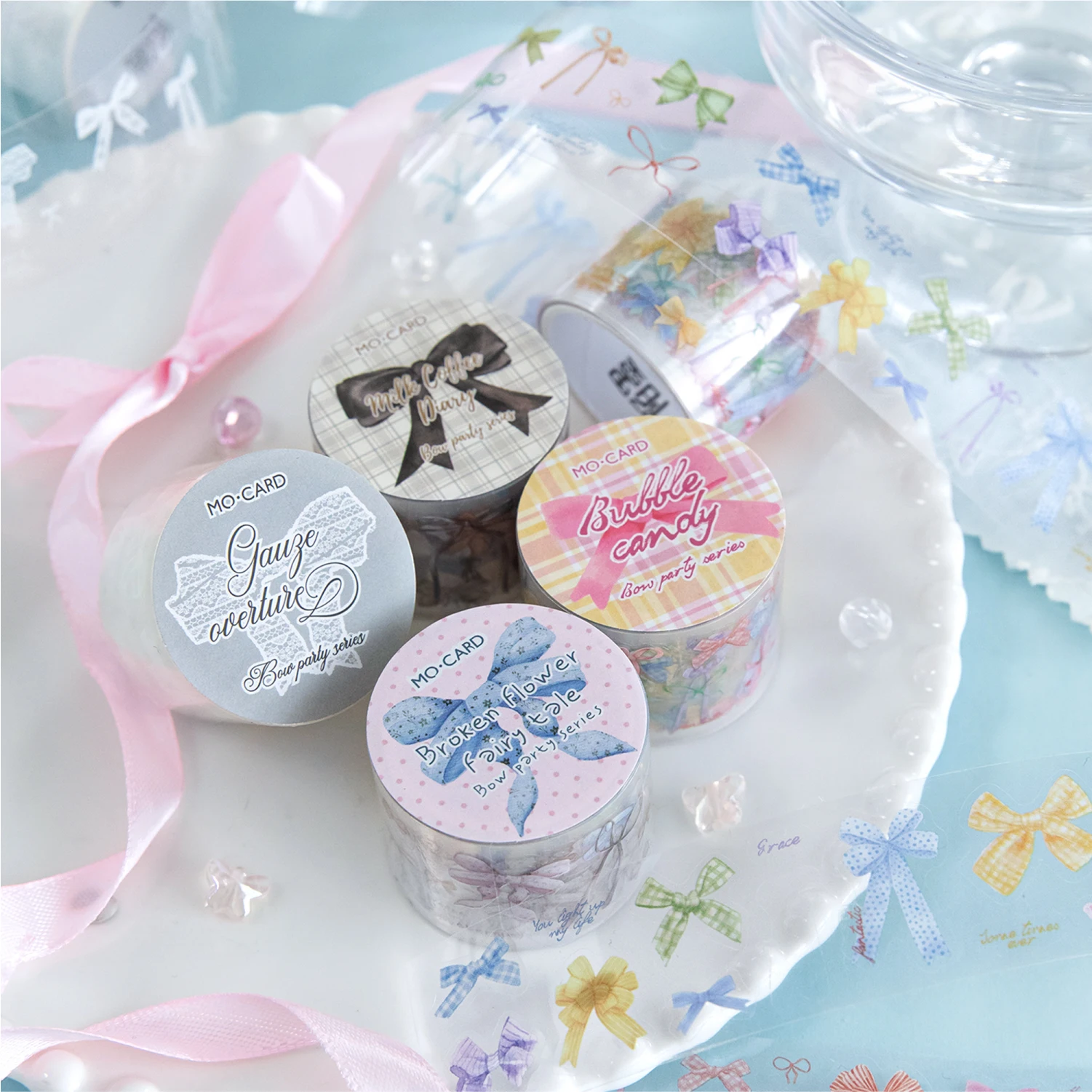 30mm * 2m Kawaii Bow Party Series Die Cutting Decorative Tape DIY Diary Scrapbook Handmade Collage Aesthetic Supplies