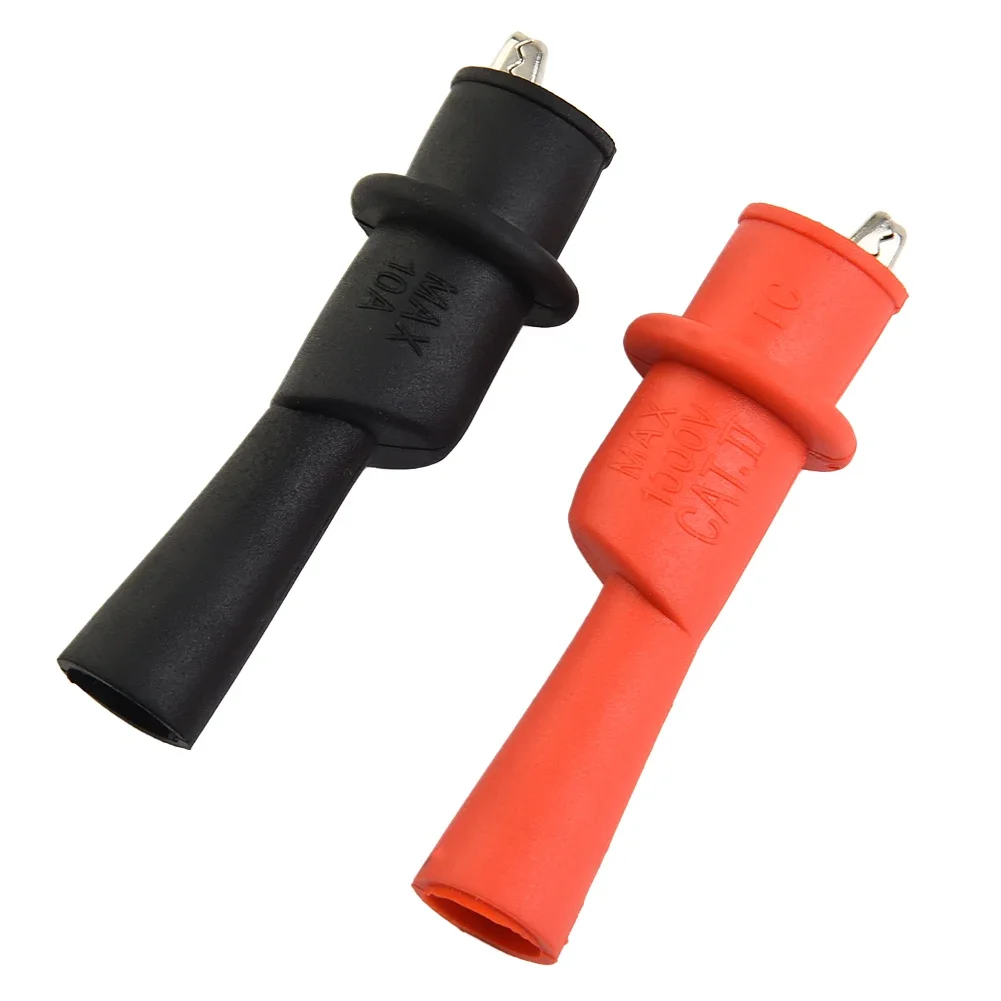1 Pair Test Clip Clamps With Wire Tips For Digital For Multimeter - Rubber Insulated Sheath And Metal Clip For 10A 1000V Range