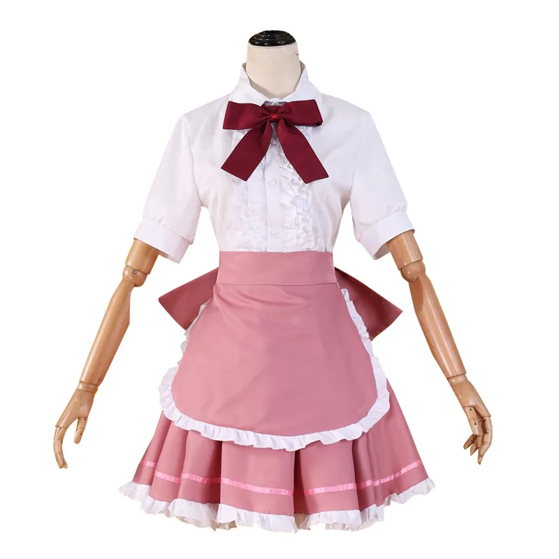 Anime Chobits Chi Cosplay Costume Wig Pink Maid Dress Lolita Accessories Woman Sexy Kawaii Halloween Birthday Party Suit