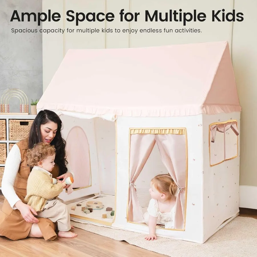 Tenda con tappetino Tenda da gioco per interni per bambini 3+ ragazze Morbido poliestere Rosa Mobili per casetta da gioco Regalo giocattolo