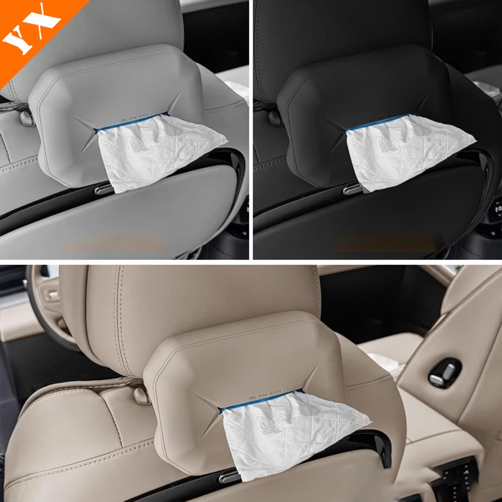 

For xpeng g6 xiaopeng g6 2024 2025 2026 accessories ABS leather Car Seat Tissue Box, Car Backrest Tissue Box