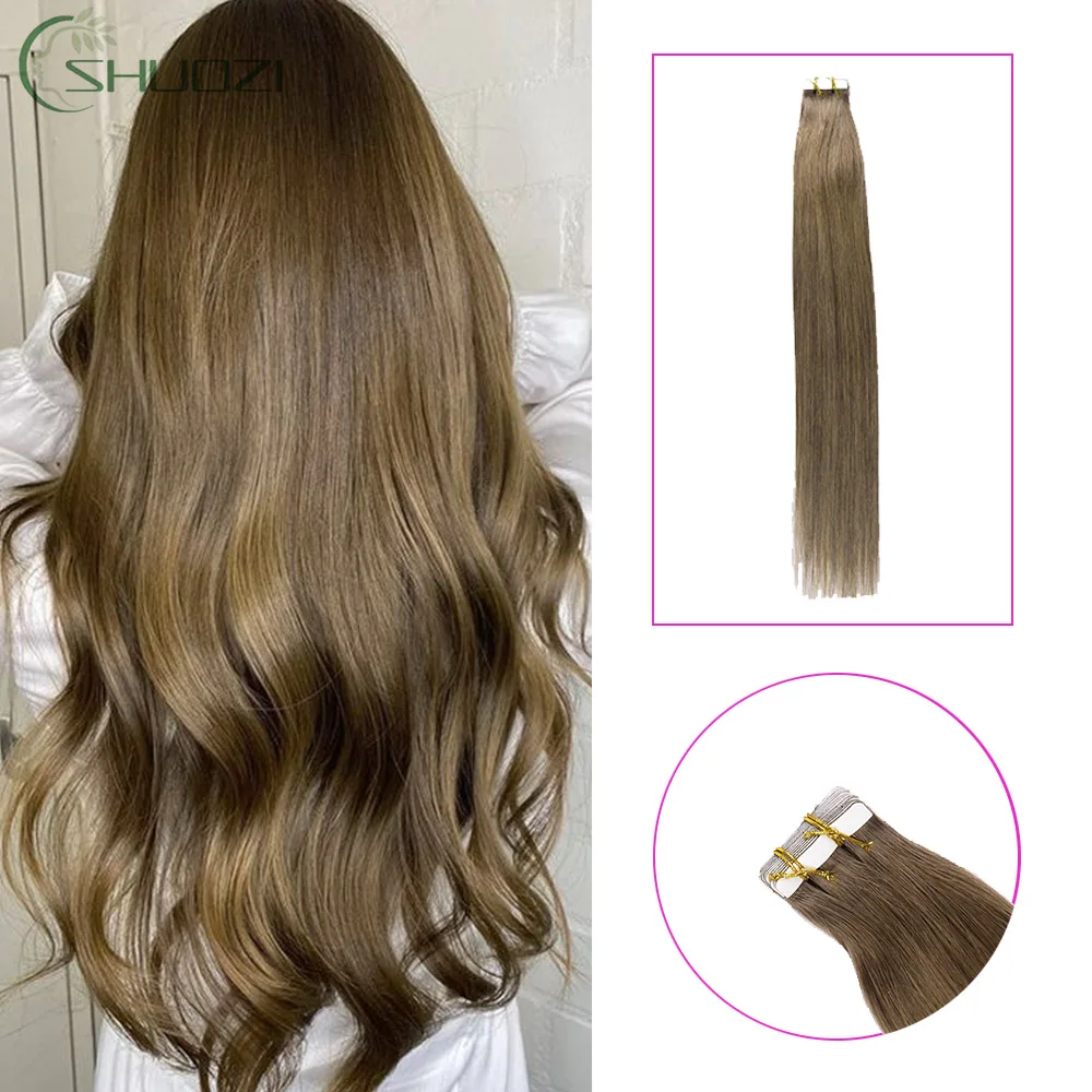 

Tape in Human Hair Extensions Natural Seamless Invisible SKin Weft 14"-24" Double Sided Adhesive Real Natural Hair 20PCS 50G/Set