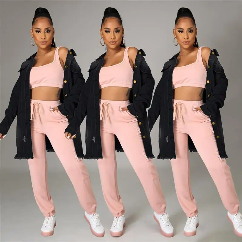 

Slim Fit Women's Denim Jaet Tear Hole Design Classic Collar Single Button Closure Long Sve Summer Faion Casual Jaet