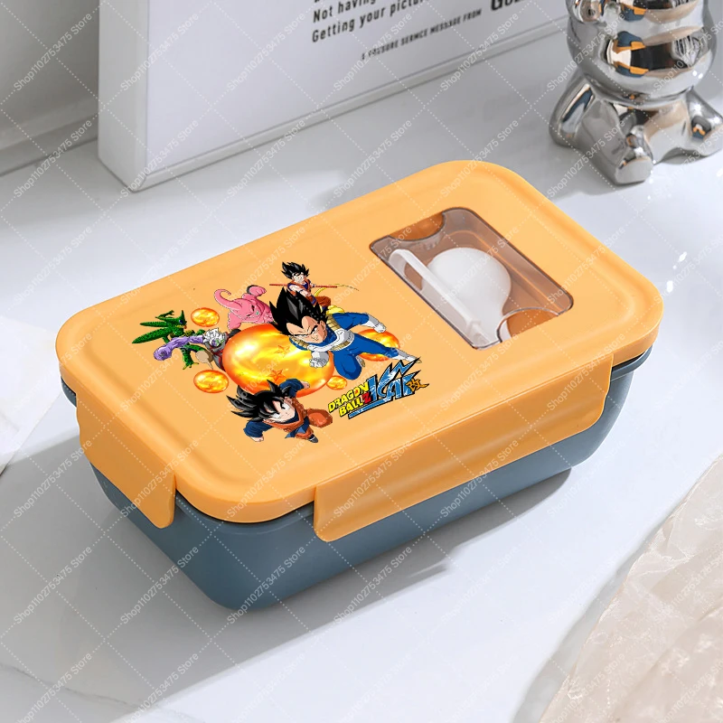 DRAGON BALL-fiambrera portátil con cubiertos para niños, fiambrera de plástico de dibujos animados, compartimento dividido, contenedores de comida y fruta, regalo 2025