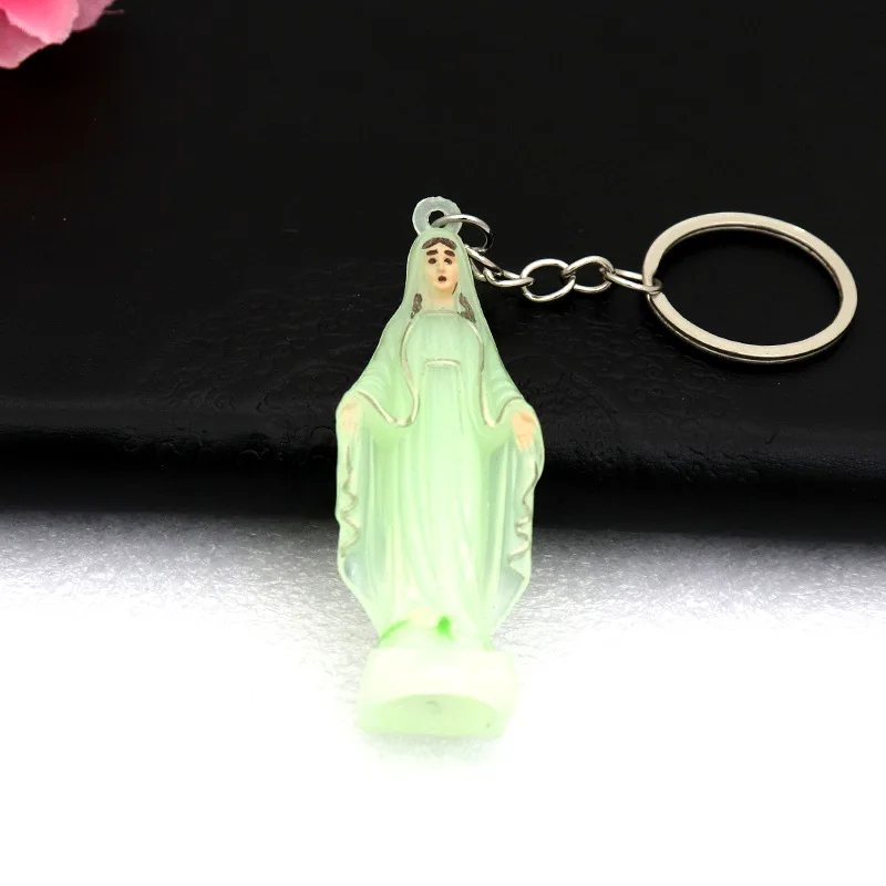 Catholic Christian Religion Icons, Saints, Saints, Luminous Blue Clothes, Painted Virgin Mary Jewelry Keychain