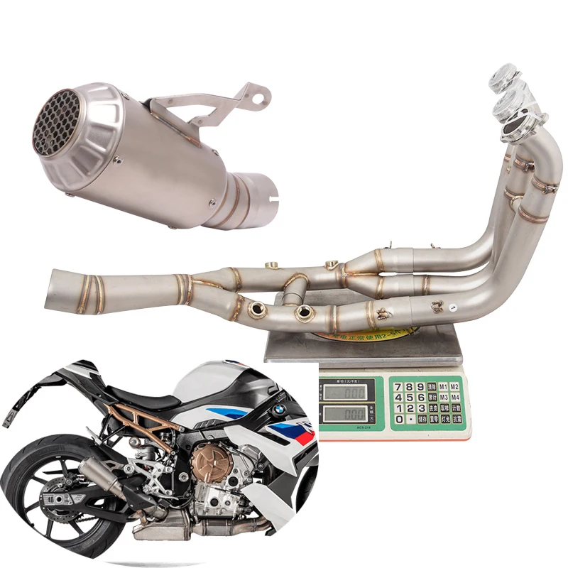 For BMW S1000RR 2019-2024 S1000R 2021-2024 Complete Exhaust System Header Mid Link Pipe 60mm Muffler Escape Stainless Steel