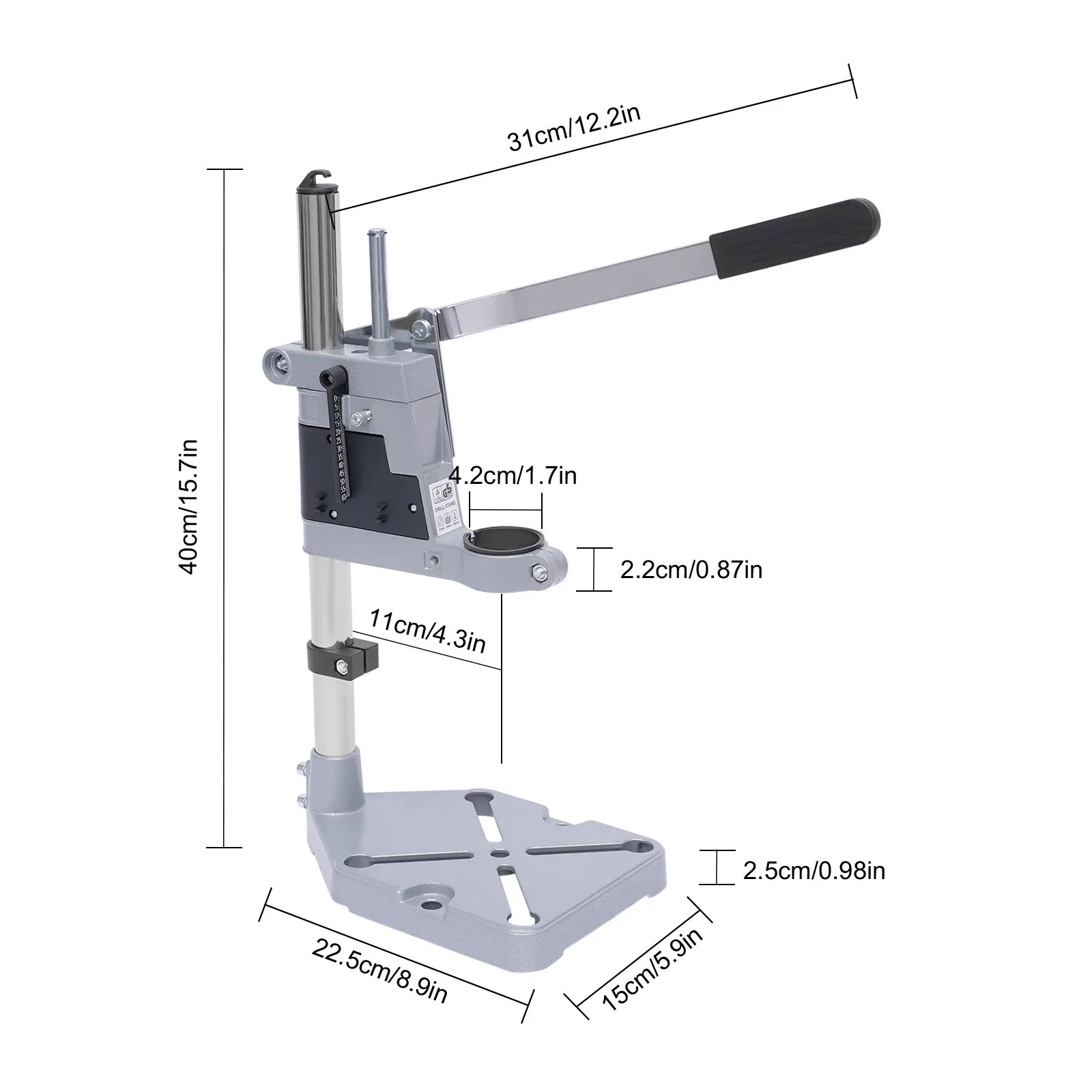 Plunge Power Drilling Stand Bench Pillar Pedestal Clamp Bench Drill Press Stand Repair Tool Adjustable for Drilling Collet