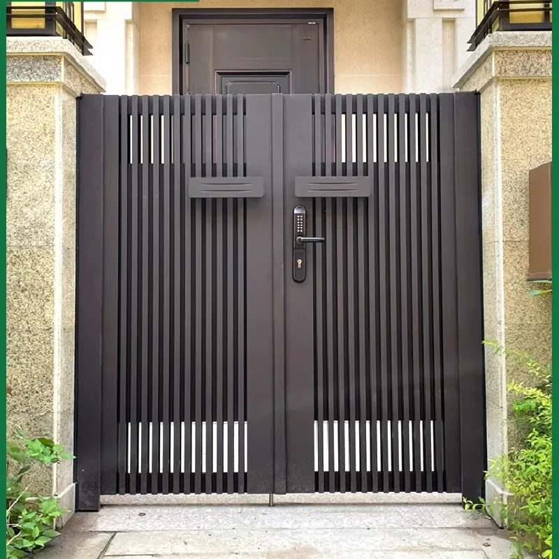 Courtyard gate aluminum alloy courtyard gate garden villa outdoor single double-door fence courtyard gate Chinese customization