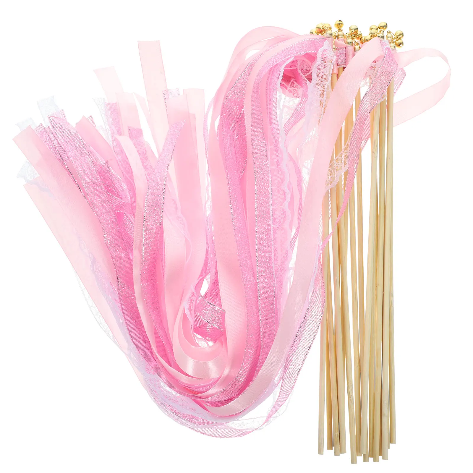 

30Pcs Wedding Decoration Fairy Wands Ribbon Bell Sticks Elegant Streamers for Party Wedding Favors Birthday Supplies