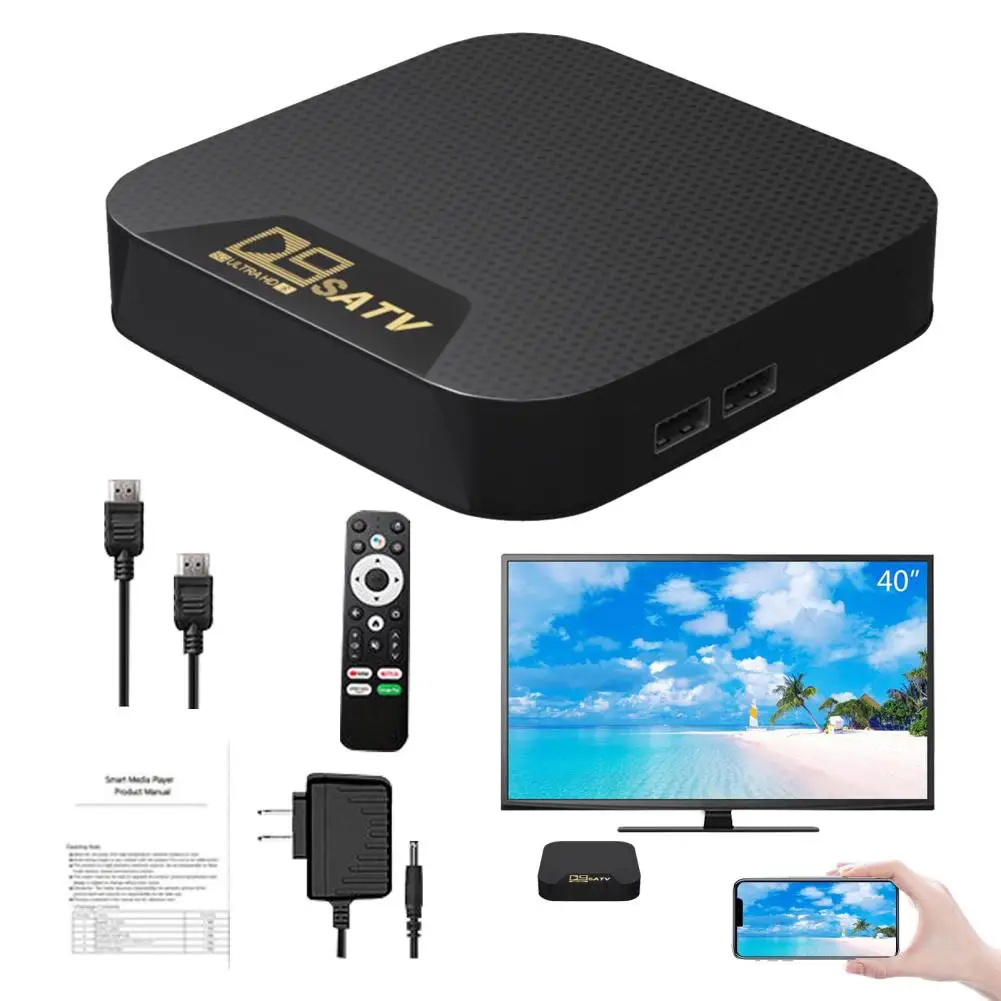 

D9S TV Box CPU ARM Cortex-A53 Quad Core GPU Mali-450 750MHz Remote Media Player Compatible For Android 12.0