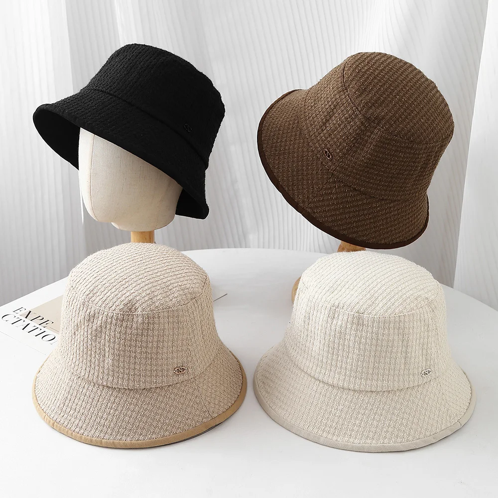 Textured Bucket Hat Women's Autumn Winter Fashion Cap Soft Brim Vintage Style Minimalist Casual Hat for Daily Travel Wear