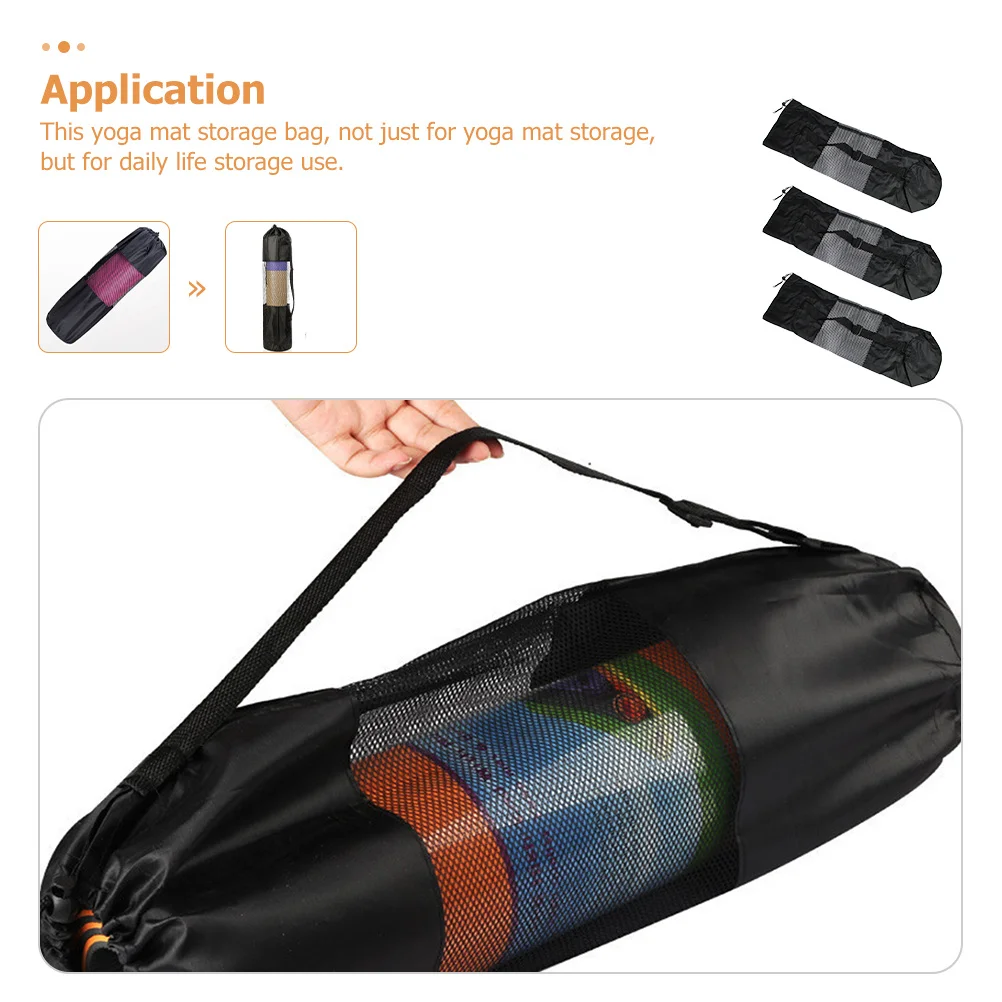 3 قطعة اليوغا شبكة الناقل تنفس الرباط إغلاق الرياضة في الهواء الطلق اليوغا حصيرة كيس التخزين حقيبة اللياقة المحمولة #5