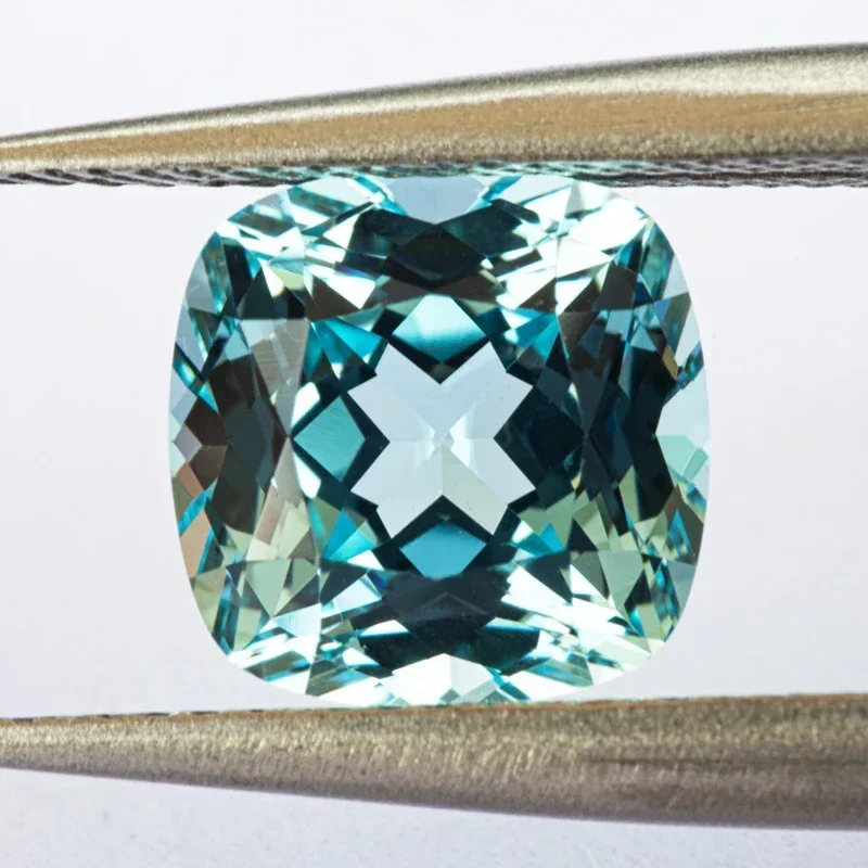 BLab Grown Sapphire Square Cushion Shape Aquamarine Gemstone for Charms Diy Jewelry Making Bracelet Selectable  AGL Certificate