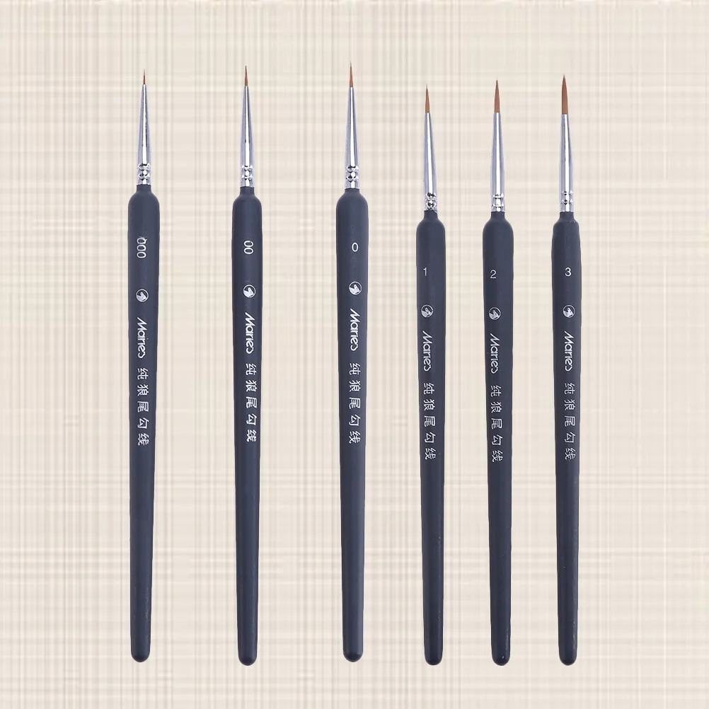 

6 Pcs Hook Pen Painting Accessories Line Drawing Brushes Detail Water Color Portable Paintbrush Wooden Child