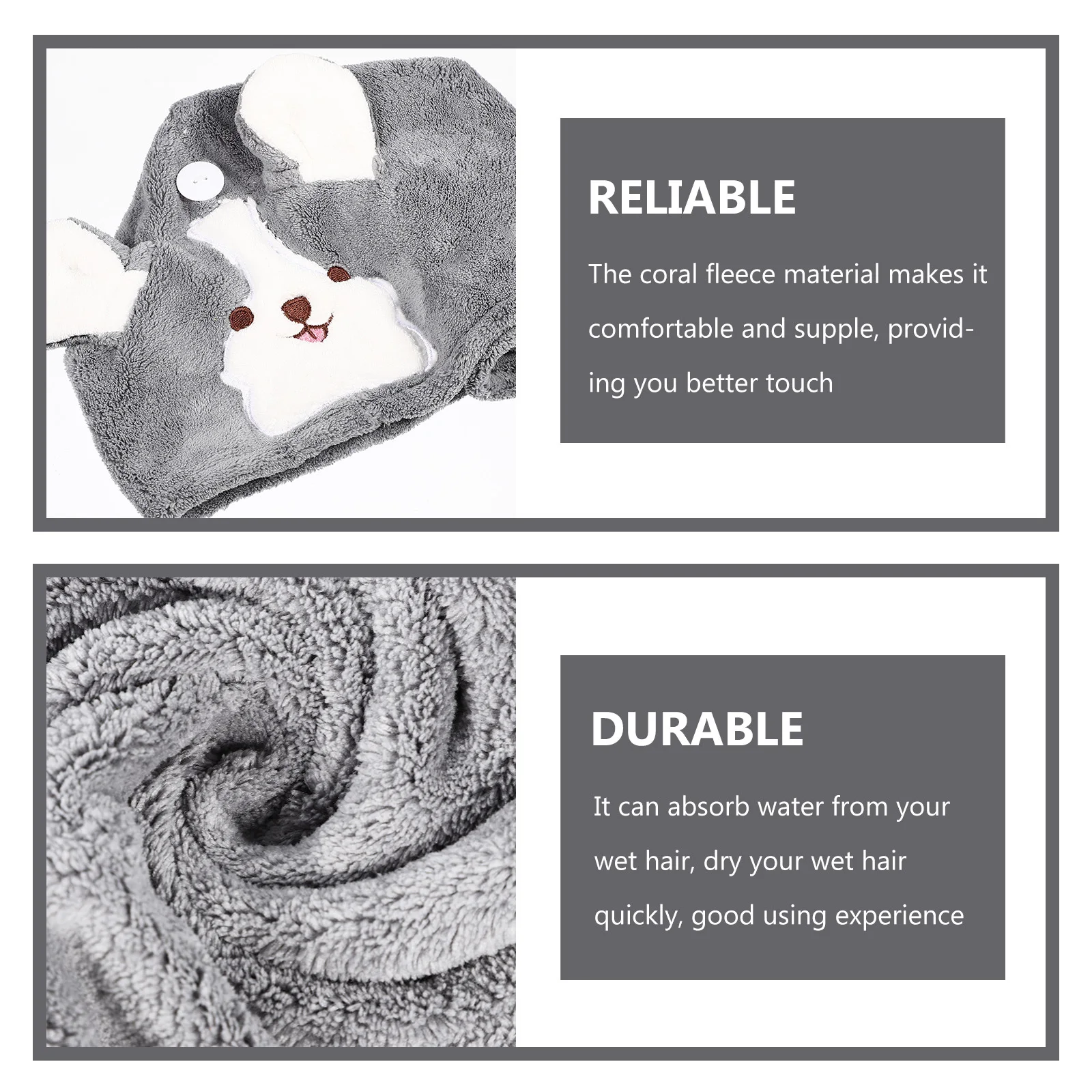 

Thickened Coral Fleece Hair Drying Hat Fast Water Absorption Bath Towel Wrap for Home Use Soft Secure Buckle Design Cute Cartoon