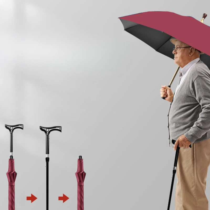 Pullable cane umbrella, mountain climbing cane umbrella, elderly telescopic cane, aluminum alloy cane, sun umbrella