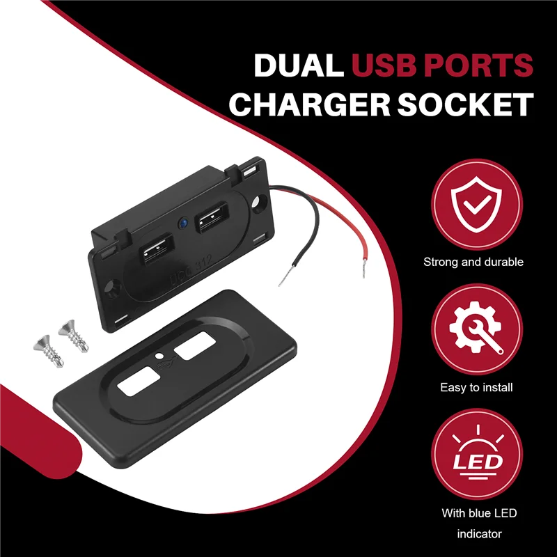 Y23A-مركبة DC5V/3.1A المزدوج منافذ USB مقبس الشاحن تعديل الملحقات لسيارة التخييم قارب متنقل قافلة