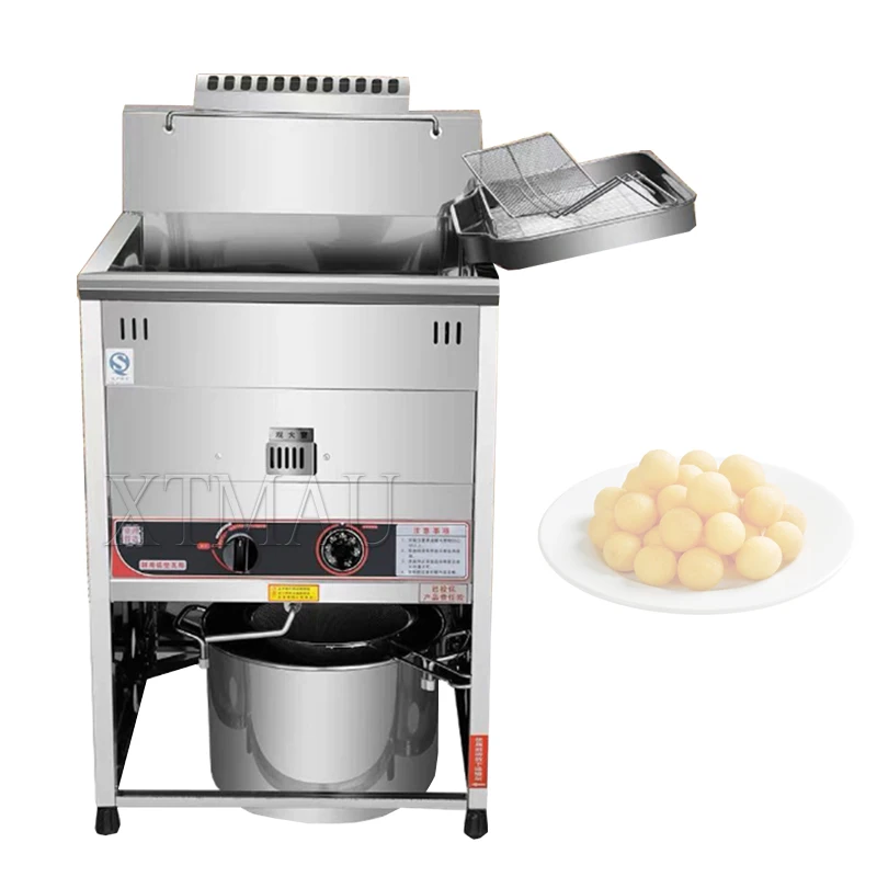 30 Liters Gas Deep Fryer Machine Single Cylinder Desktop LPG LNG Oil Valve Chicken French Fried Equipment