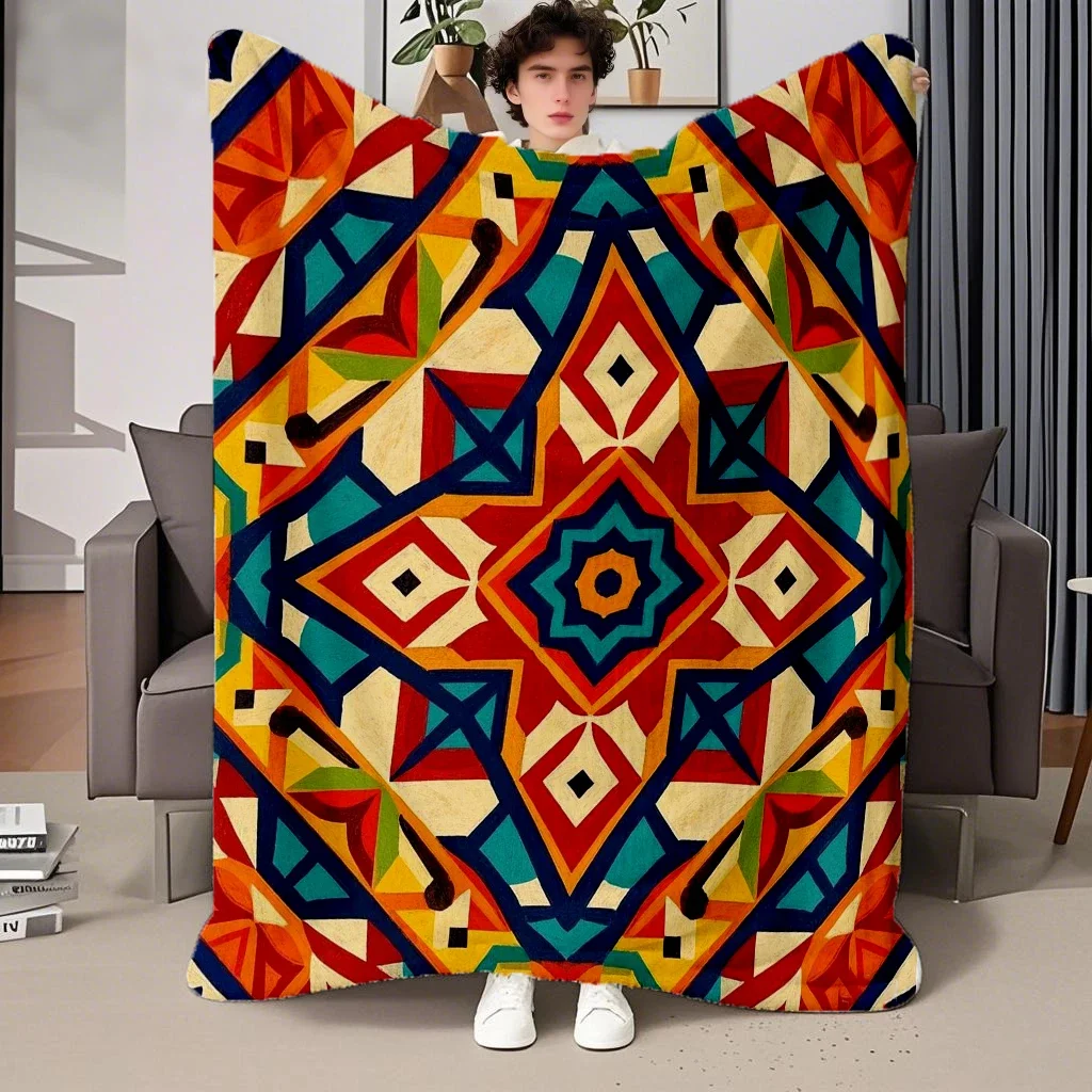 Bohemian Throw Blanket with Southwestern Geometric Tapestry Vintage Woven Design Upgraded Super Soft Material for Cozy Comfort