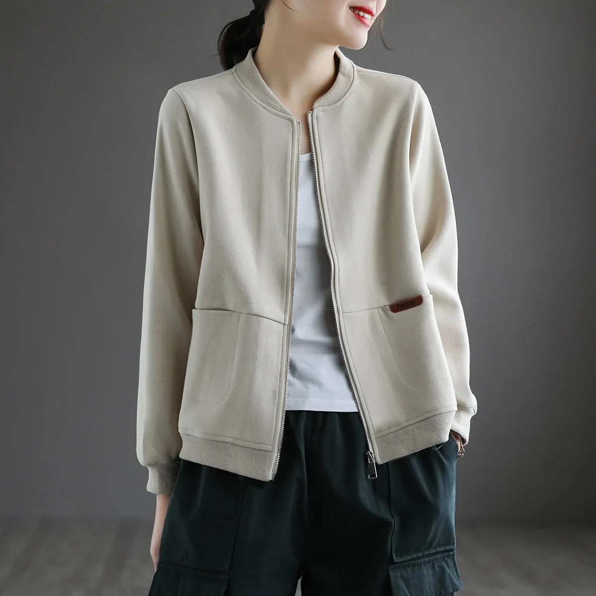 Solid Color Ladies Short Baseball Jacket 2024 Women Korean Spring Casual Jacket Tops Female Cardigan Zipper Jackets Fashion Coa