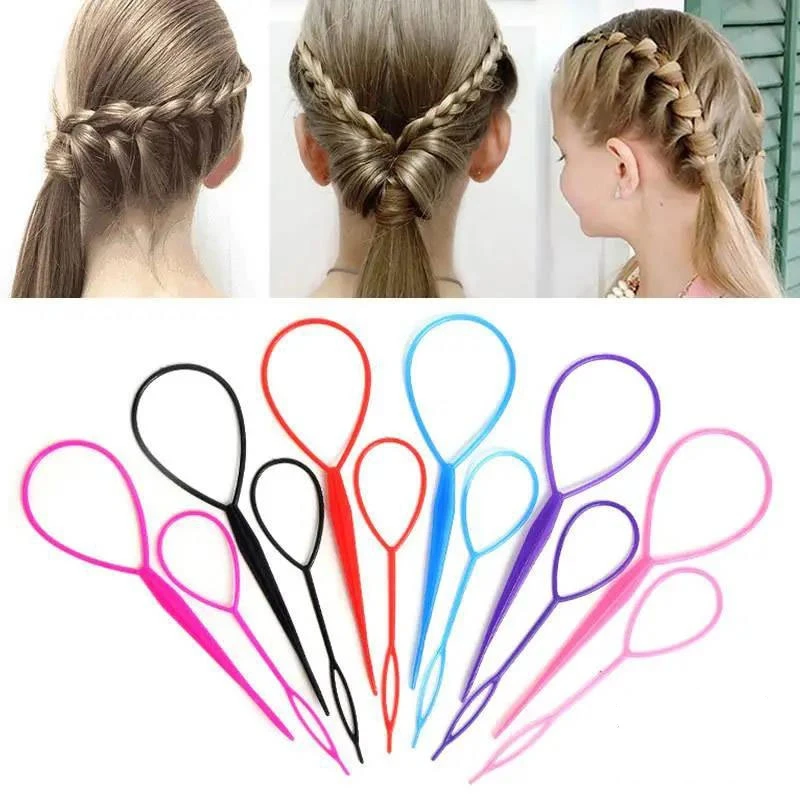 

2 Pieces With Card Ponytail Creator Plastic Loop Styling Tools Black Topsy Pony Tail Clip Hair Braid Maker Styling Tool Fashion