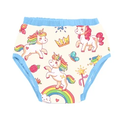 Waterproof Cotton Adult Baby Training Pants Unicorn girl with bow Reusable Infant Shorts Underweaer Cloth Diapers Panties Nappy