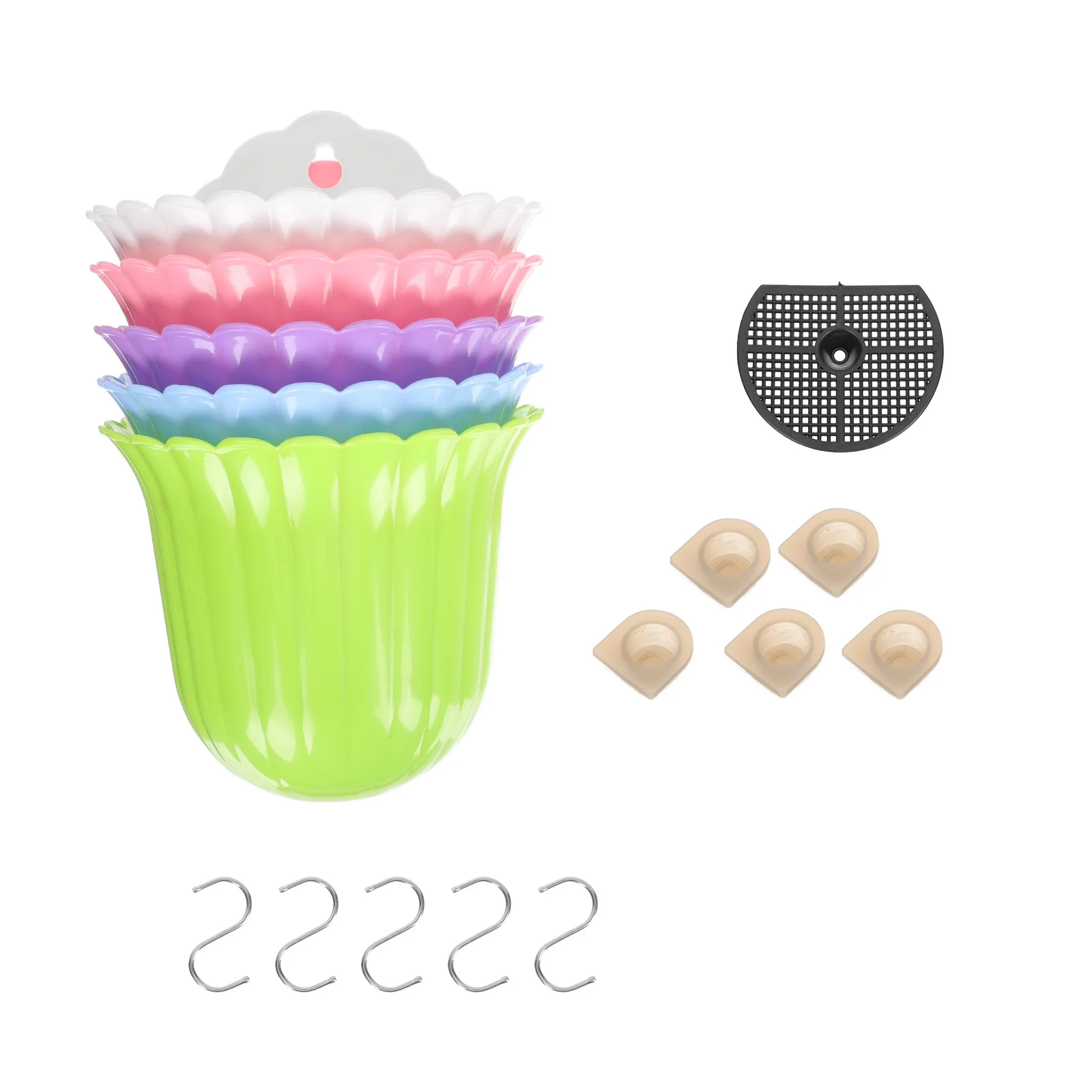 

5 pcs Wall-Mounted Flowerpots Plastic Hanging Plant Pots For Home Garden Balcony Greenery Wall Hanging Planter Decorative Flower