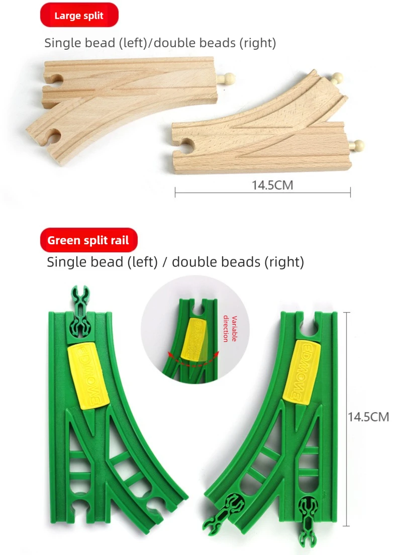 Buchenholz-Eisenbahnschienen-Zubehör, Mehrfach-Verbindungsstücke, passend für Marken-Holzschienen, Eisenbahnspielzeug für Kinder – Detail 5