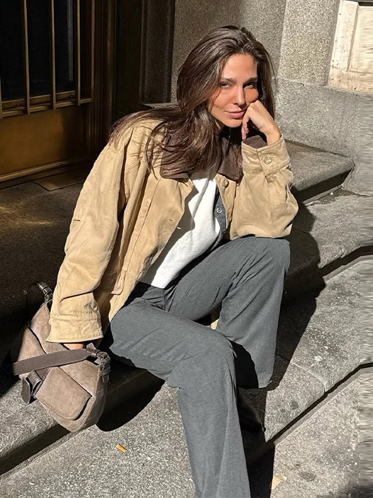 캐주얼 하이웨이스트 스트레이트 팬츠 여성용 솔리드 루즈 시크 하이웨이스트 지퍼 스트리트 바지 여성용 올매치 그레이 바텀 레이디