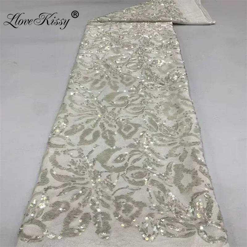 Hot Sell 7 Colors New Velvet Sequin Fabric Handmade Design Sewing Wedding Party Dress Popular Glitter Fabric Width 125CM