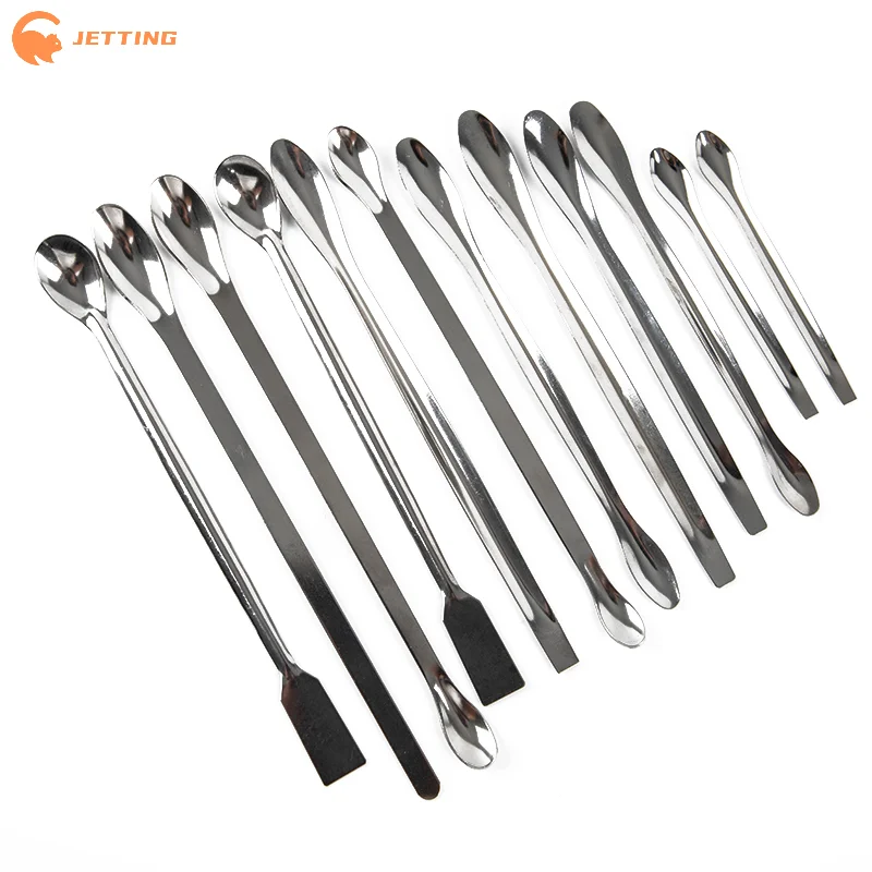(New) 12PCS Stainless Steel Lab Spoon Spatula/Laboratory Sampling Spoon Mixing  Micro Spatula Scoop