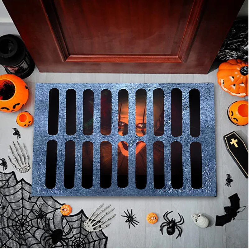 Halloween Carpet Horror Parody 3d Visual Floor Mat Clown Revival Halloween Decorative Mat Foot Mat Coffee Table Carpet Visual E