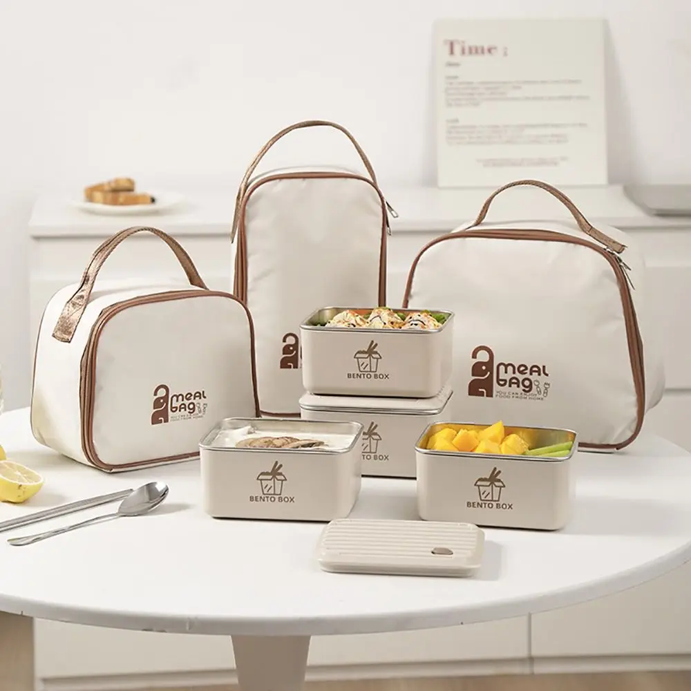 3Pcs/Set Microwave Heated Insulated Lunch Box 304 Stainless Steel Chinese Style Lunch Bag Portable With Lid Meal Container