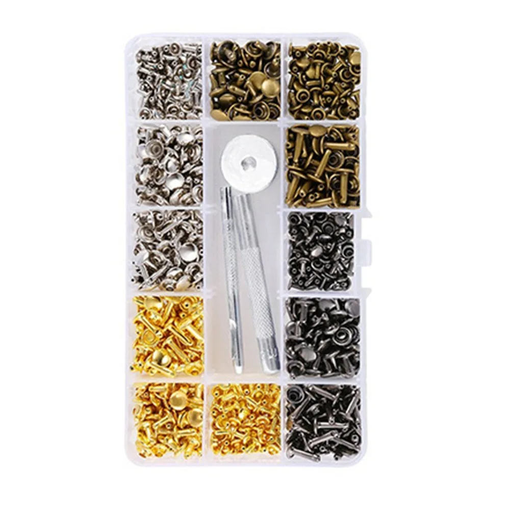 

Metal Studs Snap Fastener Leather Rivets Tubular Rivets 4 Color Screw Button Rivets Multi-Size Durable Double Cap Rivet Stud