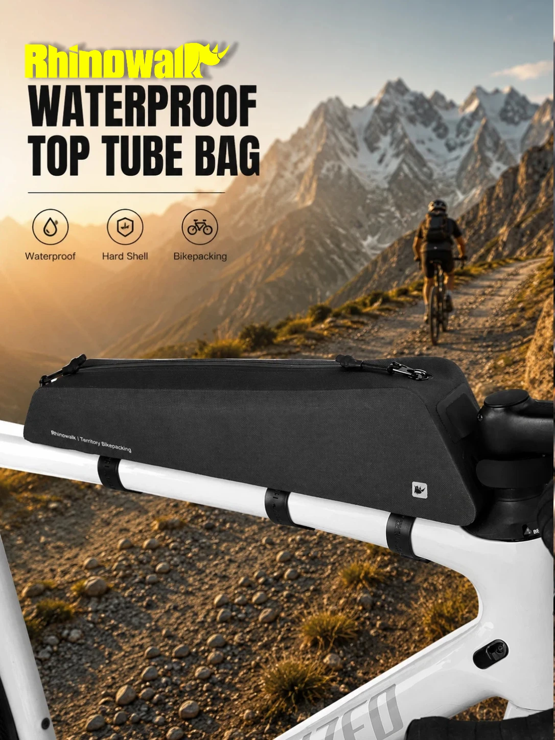 Rhinowalk Bike Top Tube Bag 1.6L Waterproof Bikepacking Frame Storage Bag MTB Gravel Road Bicycle Phone Pouch Cycling Accessorie