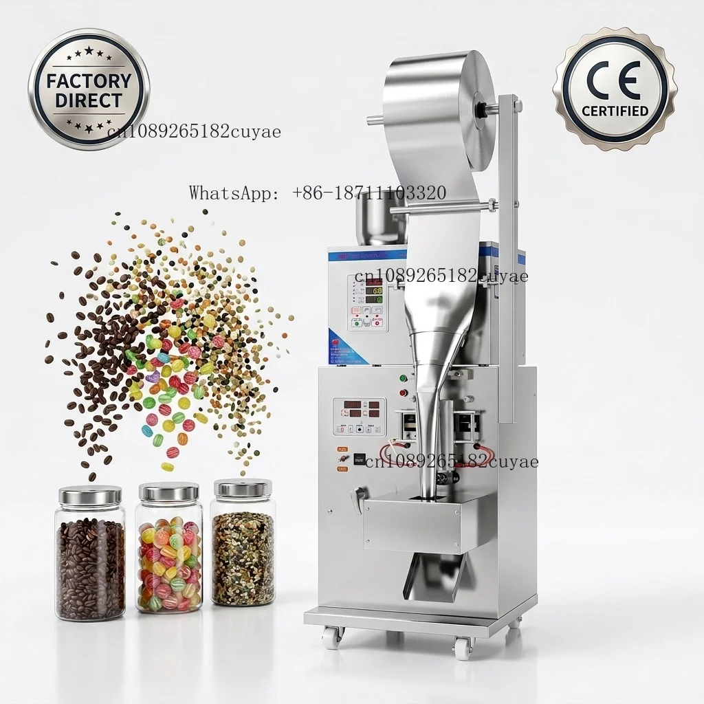 Brenu Automatic Granule Packing Machine, Mini VFFS Sachet Filling Sealing Machine for Coffee Tea Seeds Sugar, CE