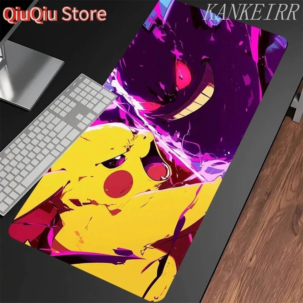 P-Pokemon-Gengar Grande Mousepad لوحة ماوس ألعاب كبيرة LockEdge سميكة لوحة مفاتيح الكمبيوتر الجدول حصيرة مكتبية