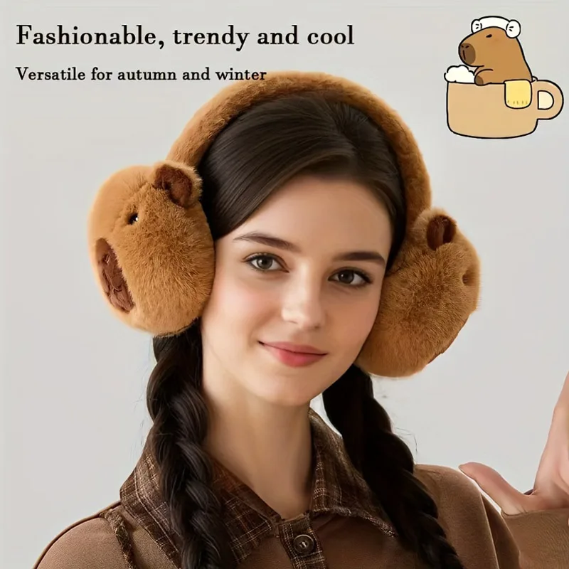 Милые наушники-капибалы, плюшевые складные наушники с рисунком дельфина для защиты от холода, теплые женские наушники, беруши, защита от холода