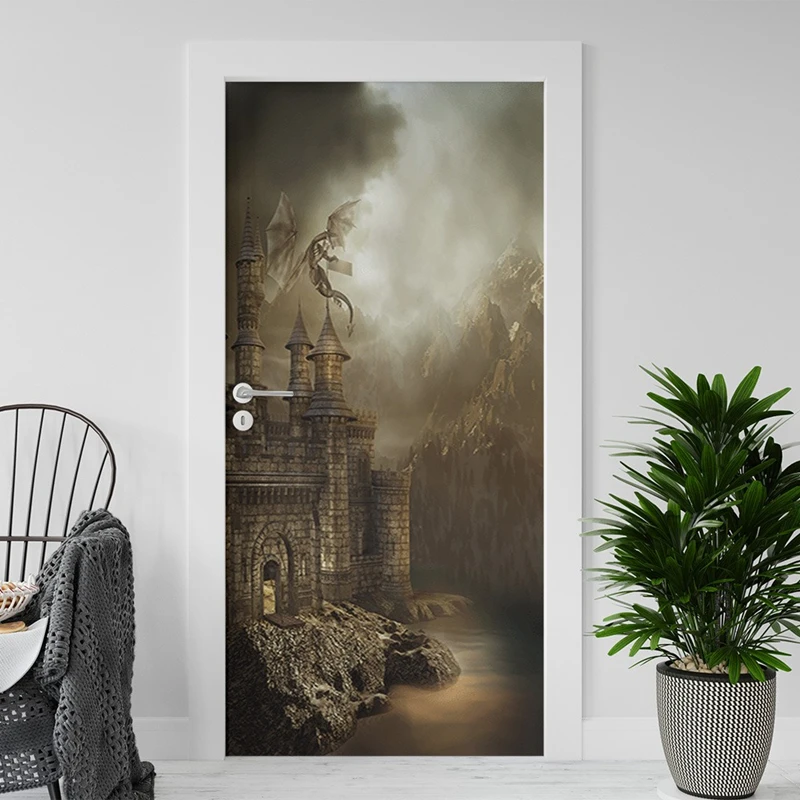 

Magic Fantasy Castle 3D Walls Art PVC Door Stickers for Home Decoration Kids Room Bedroom Anime Poster on the Cabinet Fridge
