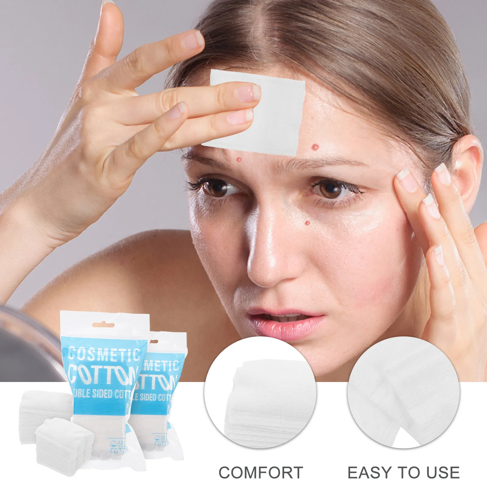 200Pcs Facial Cotton Pads Makeup Remover Soft Makeup Cotton Skin Care Cleaner Supplies for Face and Nail Removal