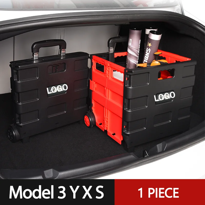 

Handle Folding Car Rear Trunk Stowing Organizer Storage Box For Tesla Model 3 Interior Accessories