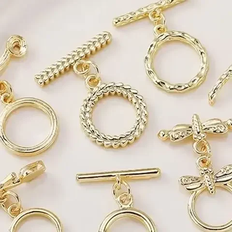 

14K Gold-coated OT Button Pearl Necklace Ending Button Handmade Diy Bracelet Connecting Buckle Jewelry Material Accessories K007