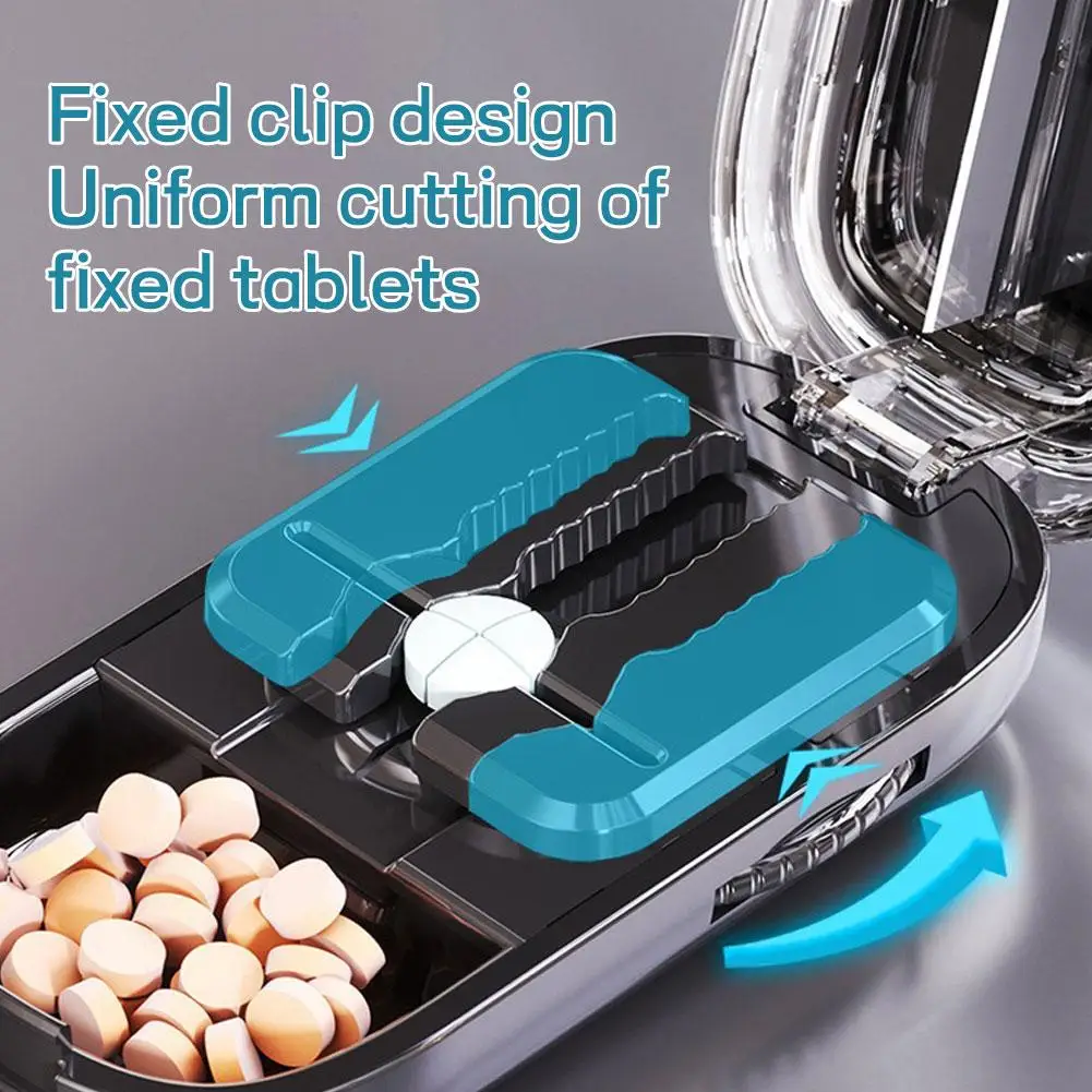 

Adjustable Quartering Pill Cutter Storage Box Portable Drug Tablet Medicine Dustproof Divider Organizer Crusher Pill Cutter