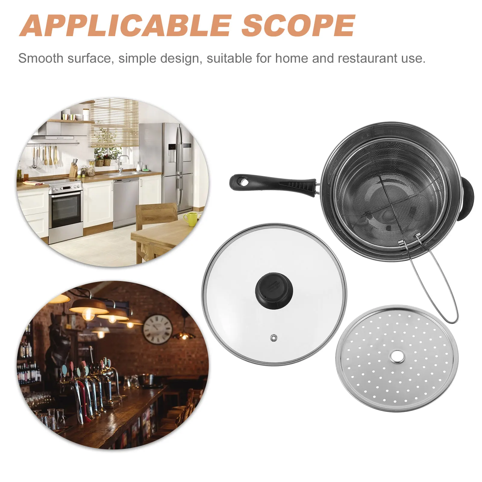 

1 Set Stainless Steel Multi-Purpose Deep Fryer Nonstick Single Handle Soup Saucepan Easy Clean Heat Resistant Chip With