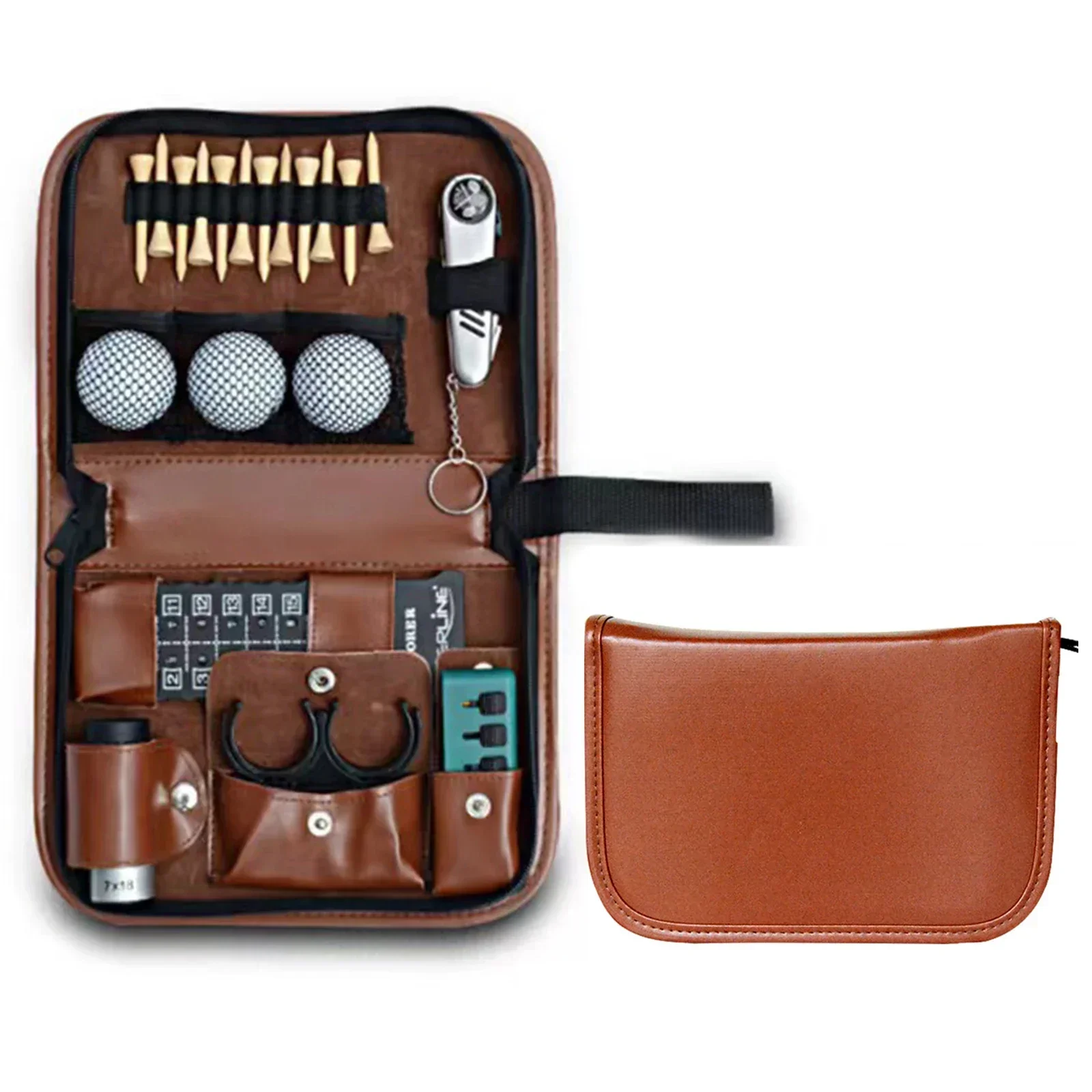 

Bag Bags Golf-pouch 22.5*16.7*5.5cm Brown Generous Capacity Multi-functional Resists Scratches Practical Balls