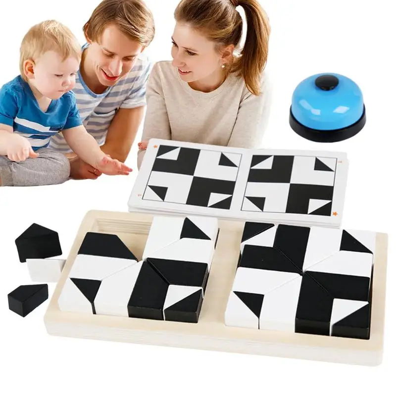 

White And Black Tangram Puzzles Montessori Geometric Shape Puzzles DIY Wooden Hide Puzzle Toys Logical Thinking Training Games