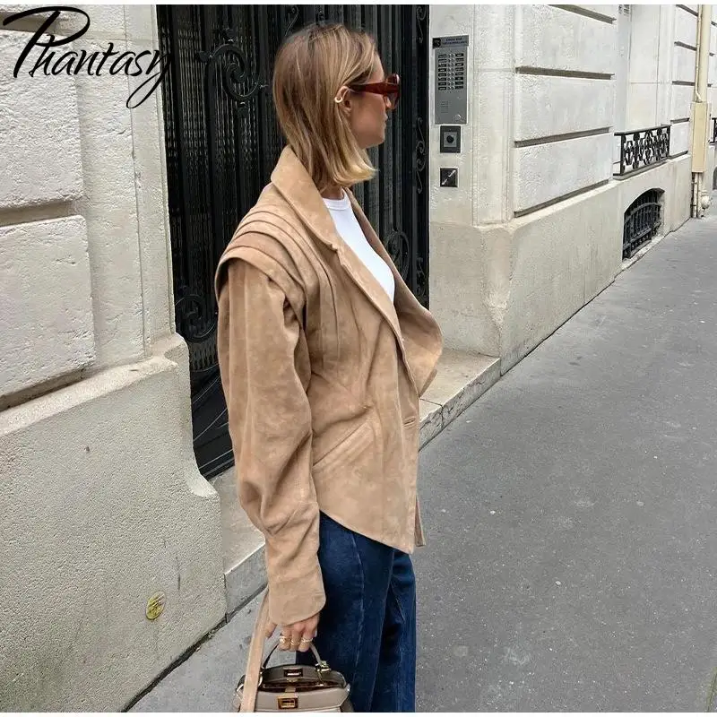 판타지 레이디 레이스업 재킷 가을 러플 빈티지 솔리드 컬러 롱 슬리브 코트 2025 여성 패션 하이 스트리트 아우터웨어
